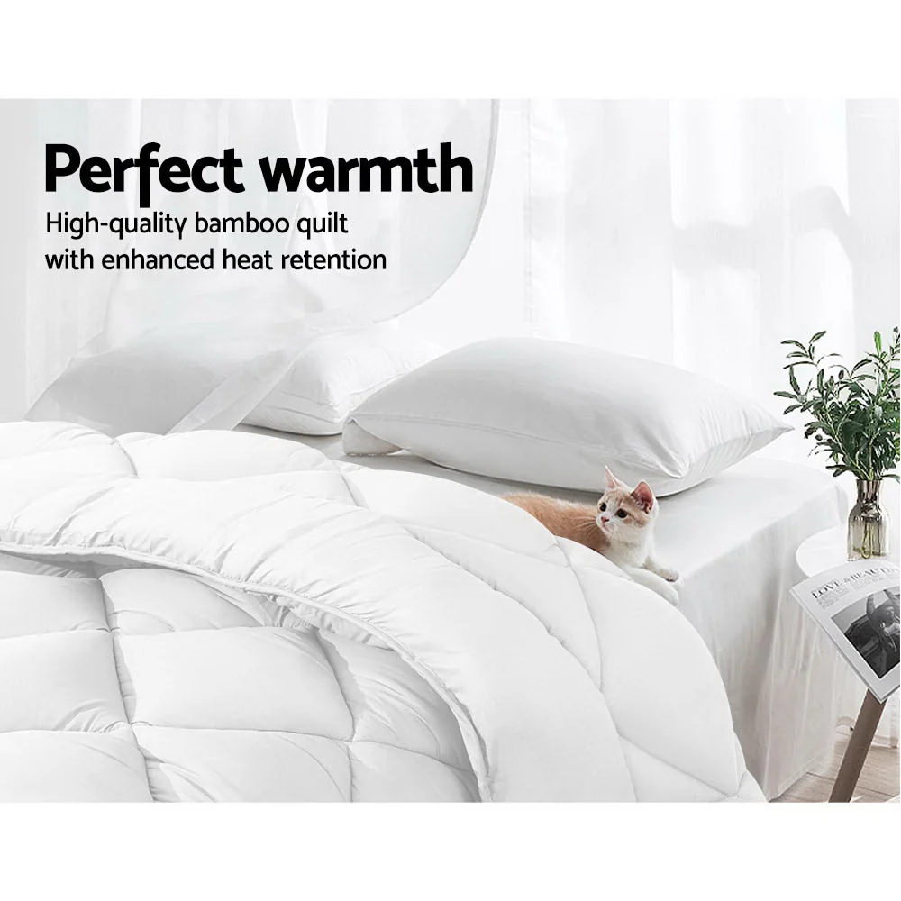 Giselle Bedding 800GSM Microfibre Bamboo Quilt Super King - Image 5