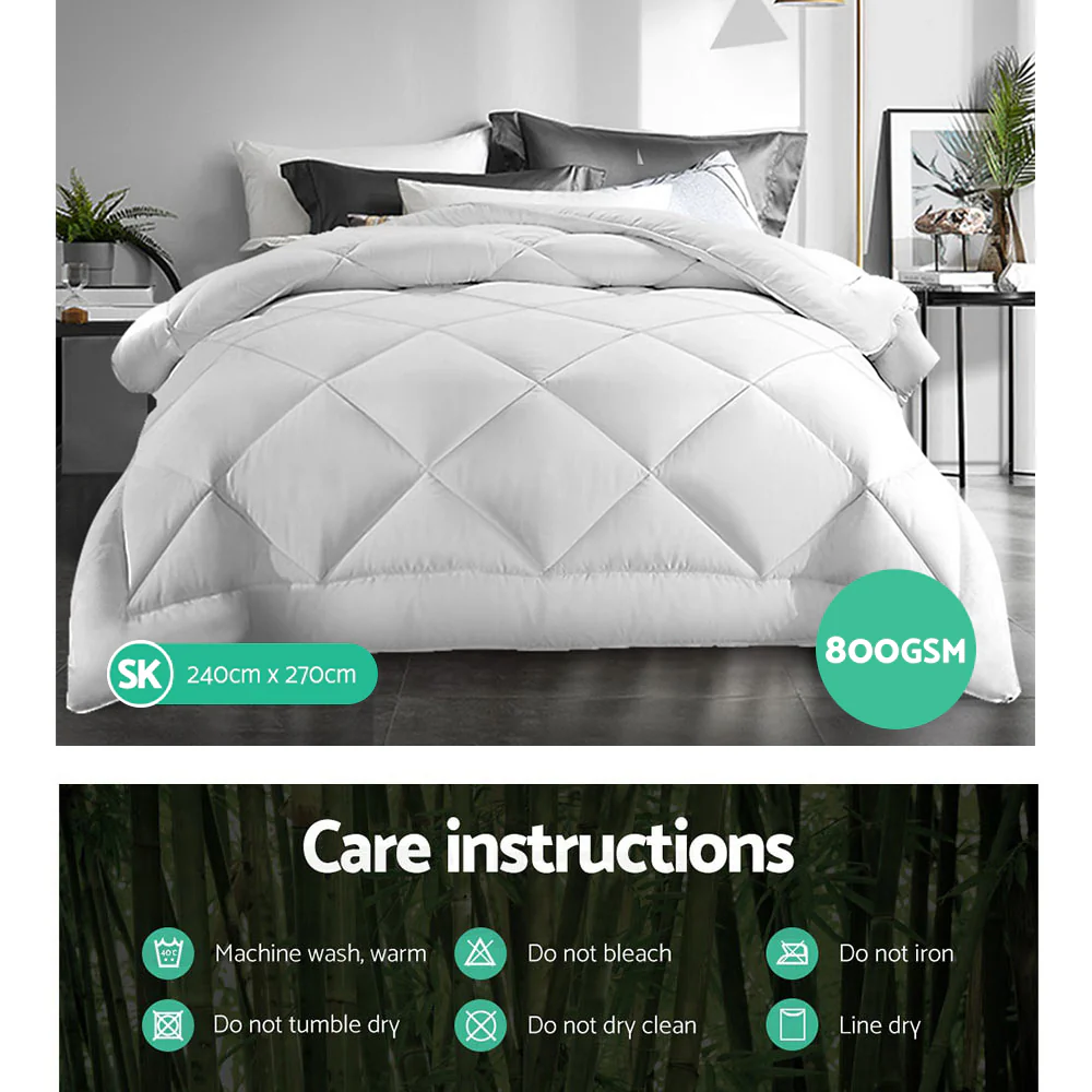 Giselle Bedding 800GSM Microfibre Bamboo Quilt Super King - Image 7