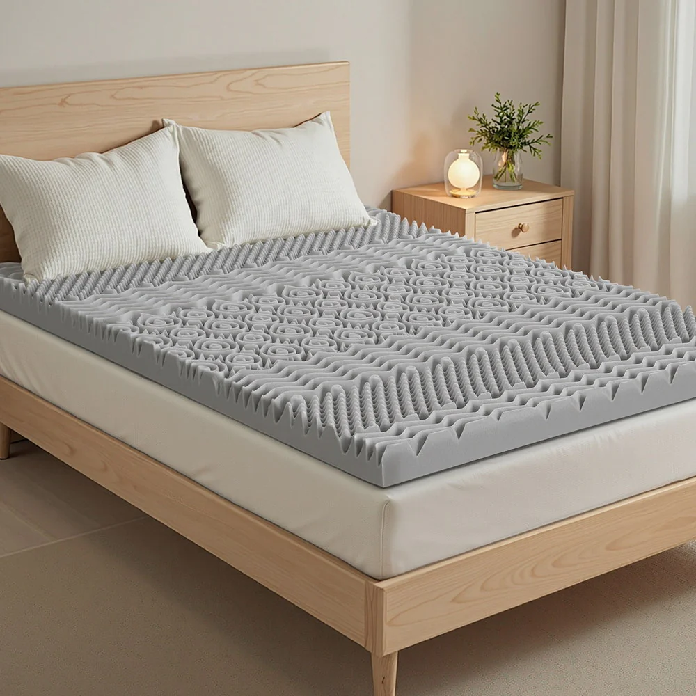 Giselle Bedding 8cm Memory Foam Mattress Topper 7-Zone Graphite Queen - Image 7