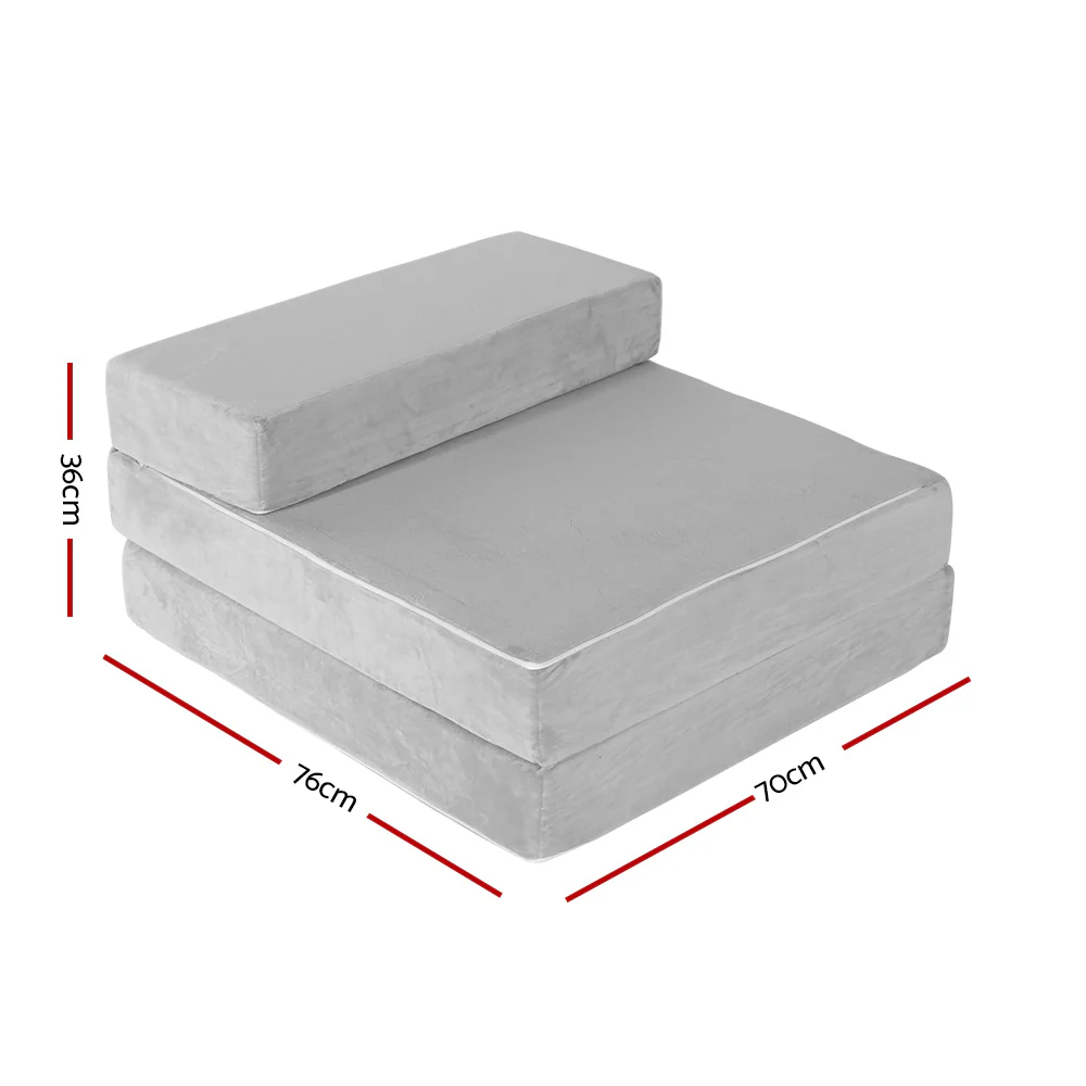 Giselle Bedding Foldable Mattress Folding Foam Bed Mat Light Grey - Image 3