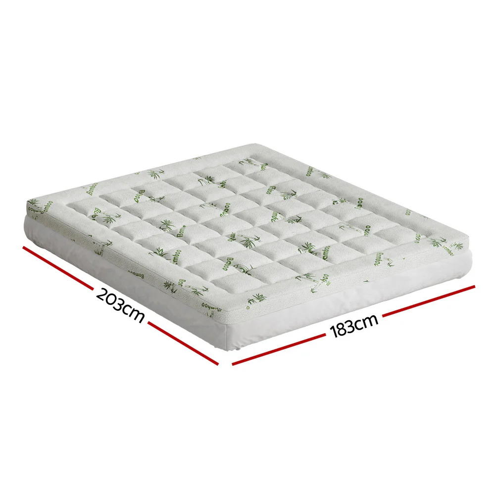 Giselle Bedding Mattress Topper Pillowtop Bamboo 7.5cm King - Image 2