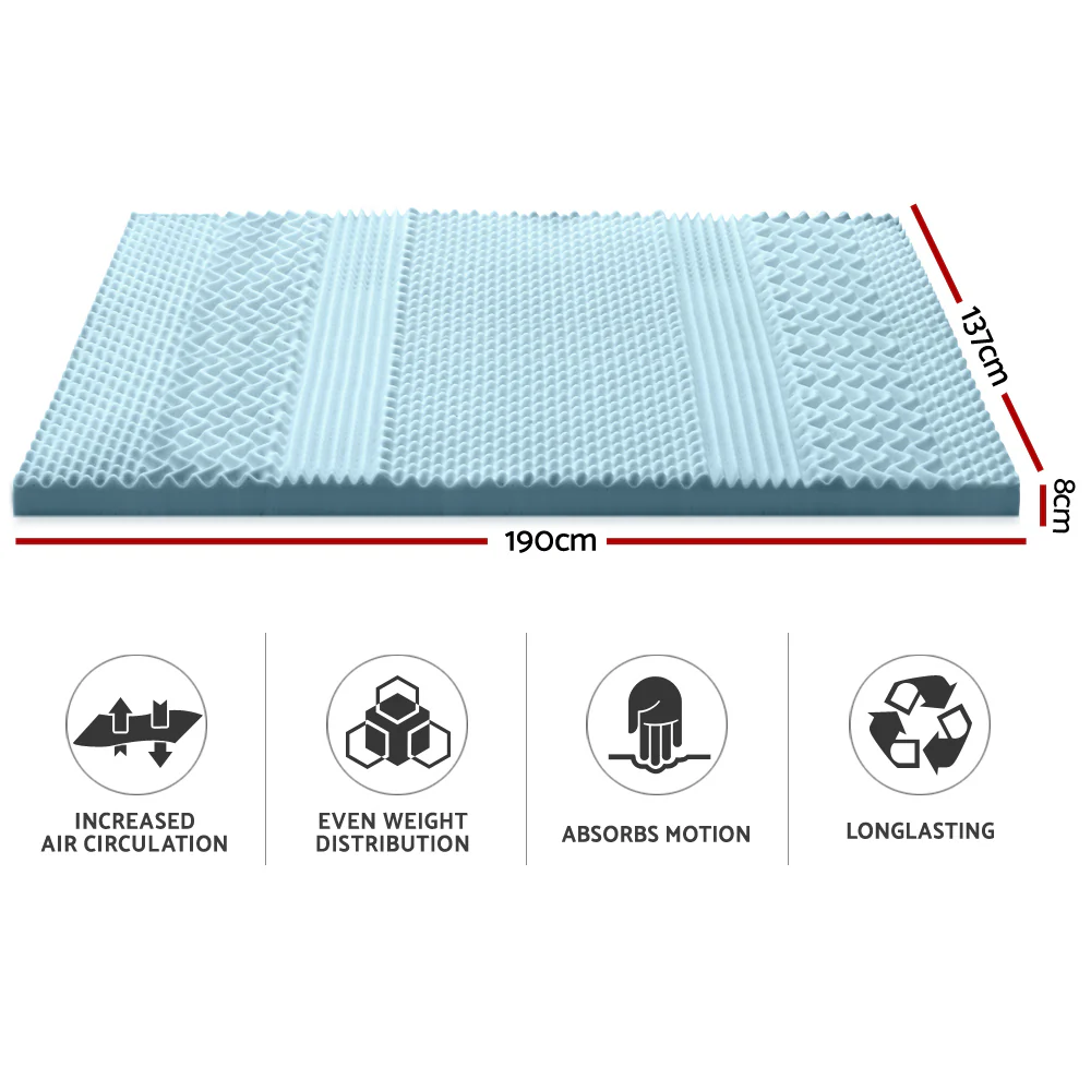 Giselle Bedding Memory Foam Mattress Topper 7-Zone 8cm Double - Image 2