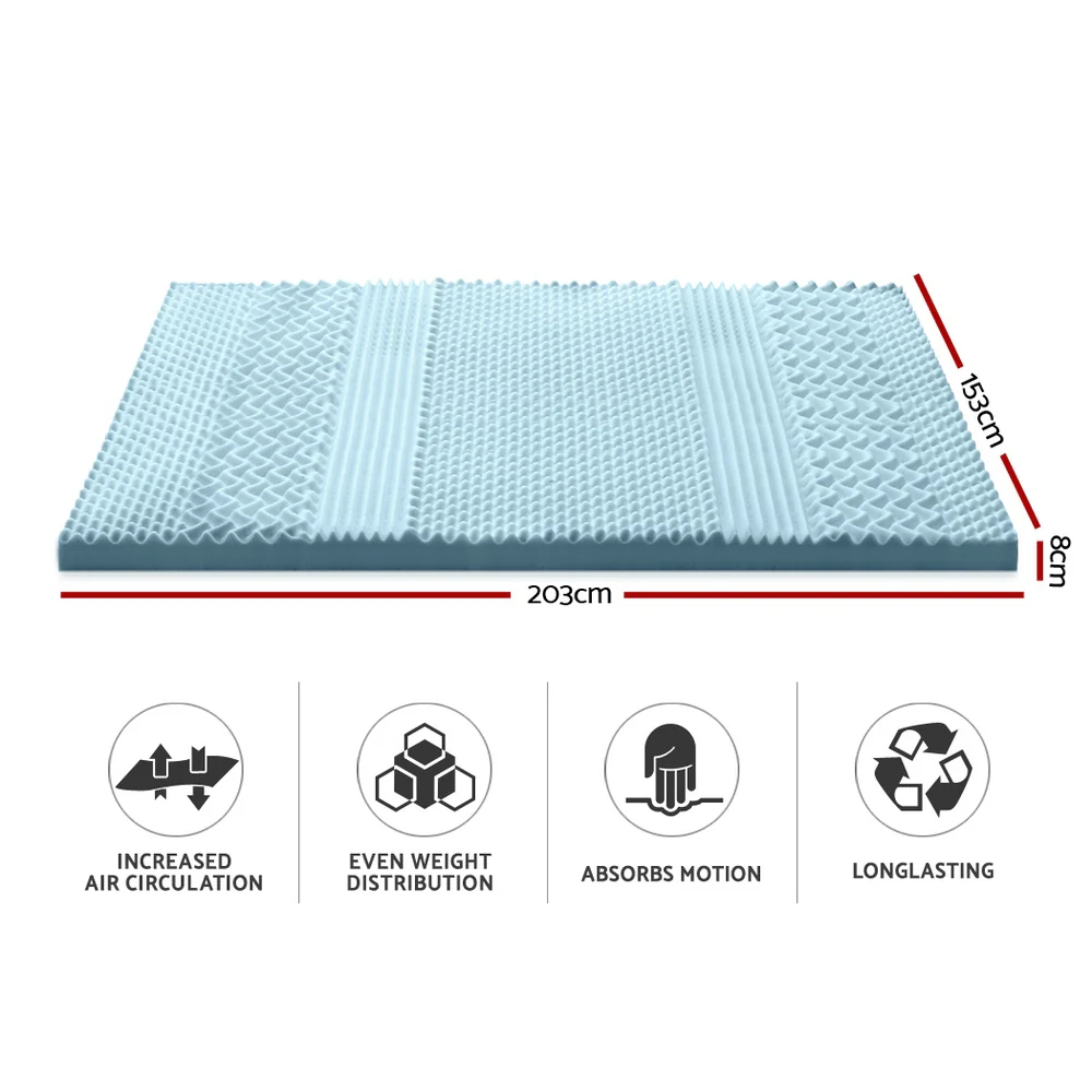 Giselle Bedding Memory Foam Mattress Topper 7-Zone 8cm Queen - Image 2