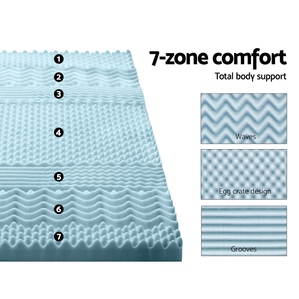 Giselle Bedding Memory Foam Mattress Topper 7-Zone 8cm Queen - Image 5