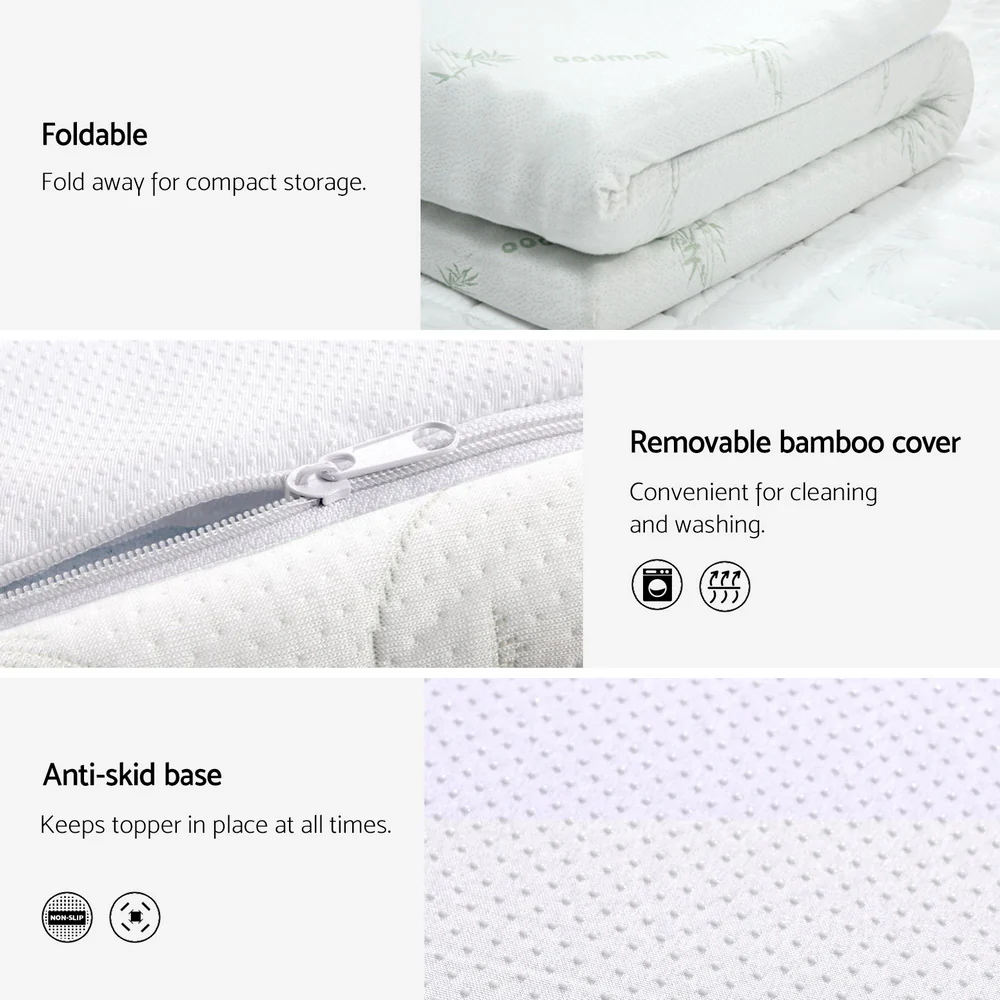 Giselle Bedding Memory Foam Mattress Topper Cool Gel Bed Mat Bamboo 10cm Double - Image 5