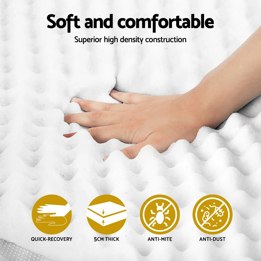 Giselle Bedding Memory Foam Mattress Topper Egg Crate 5cm King Single - Image 5