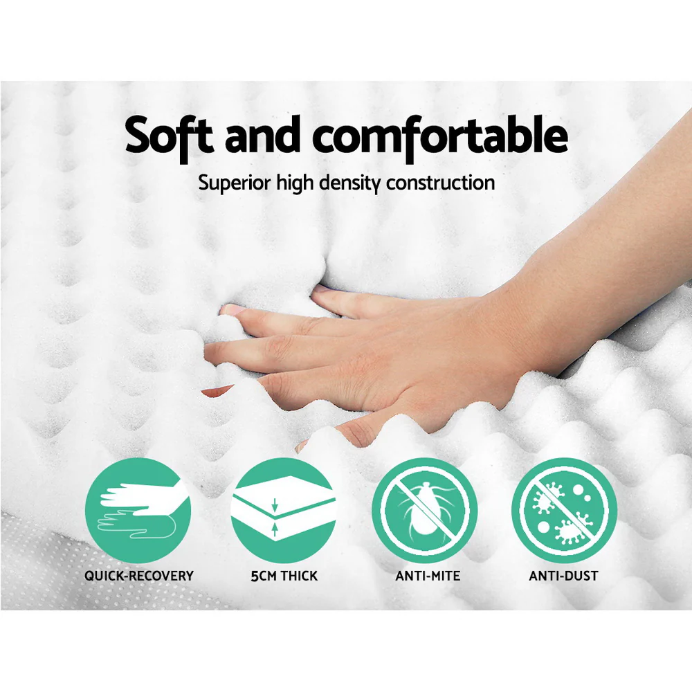 Giselle Bedding Memory Foam Mattress Topper Egg Crate 5cm Queen - Image 4