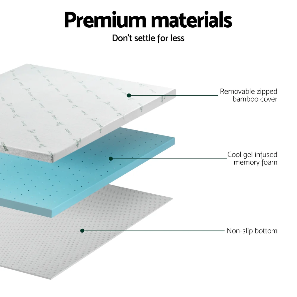 Giselle Bedding Memory Foam Mattress Topper Ventilated Cool Gel 5cm King Single - Image 6