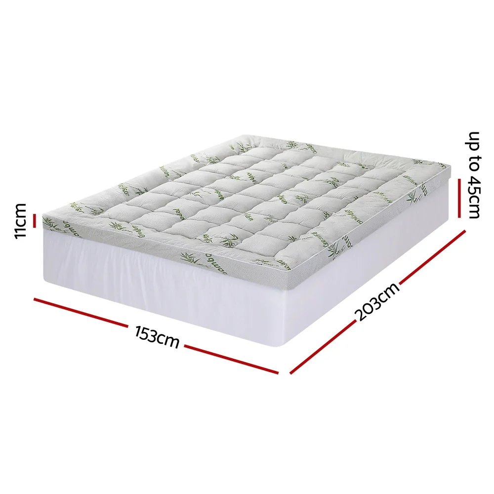 Giselle Mattress Topper 11cm Pillowtop toppers Bamboo Queen - Image 3