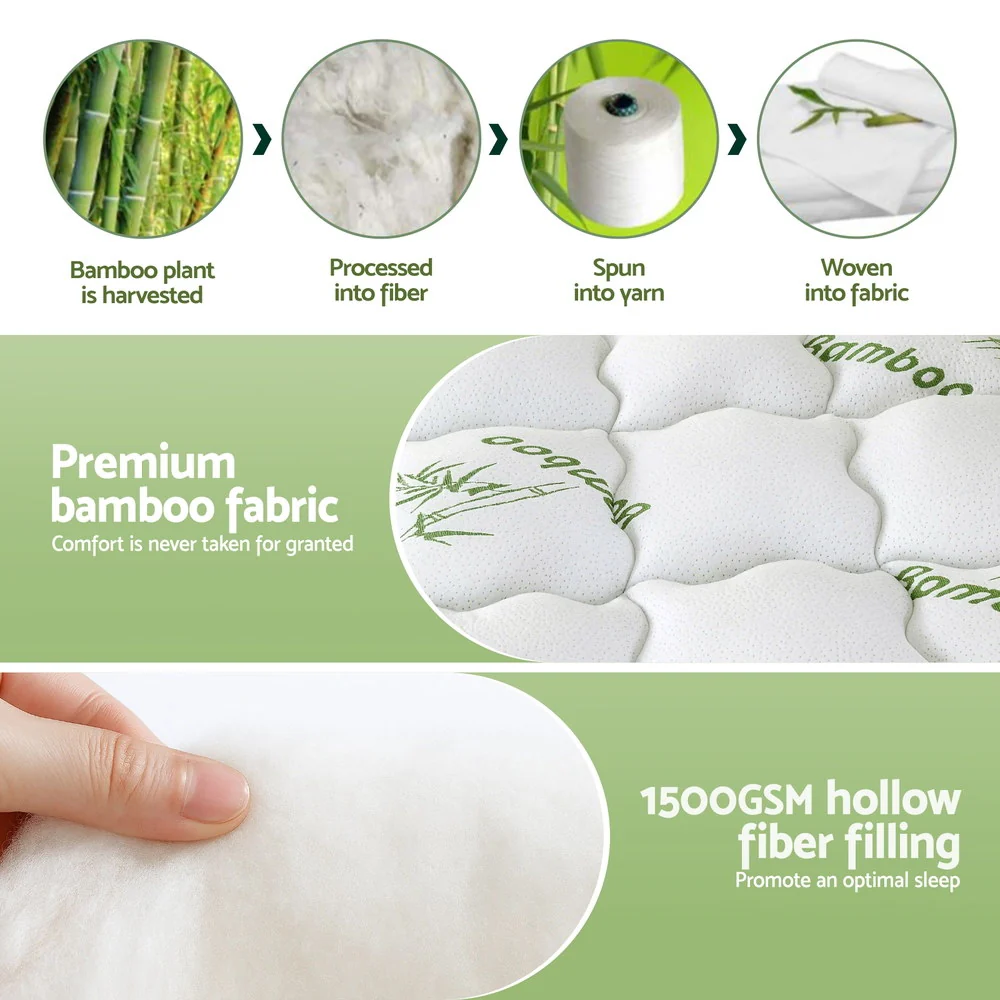 Giselle Mattress Topper 11cm Pillowtop toppers Bamboo Queen - Image 7