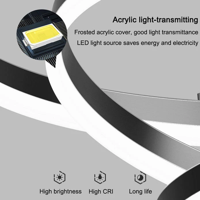 Gold 4 Rings Minimalist LED Pendant Light Adjustable Circular Chandelier - Image 2