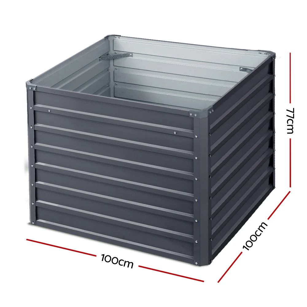 Green Fingers 2x Garden Bed 100x100x77cm Planter Box Raised Container Galvanised - Image 2