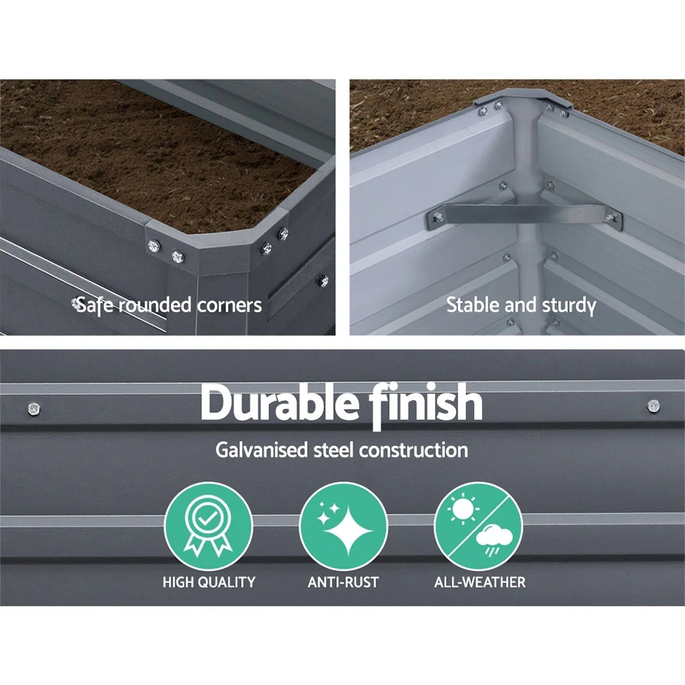 Green Fingers 2x Garden Bed 100x100x77cm Planter Box Raised Container Galvanised - Image 6