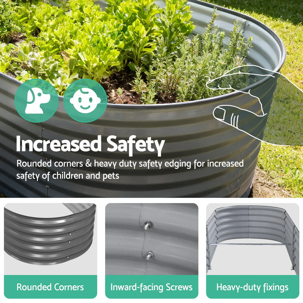 Green Fingers Garden Bed 320X80X42cm Oval Planter Box Raised Container Galvanised - Image 4