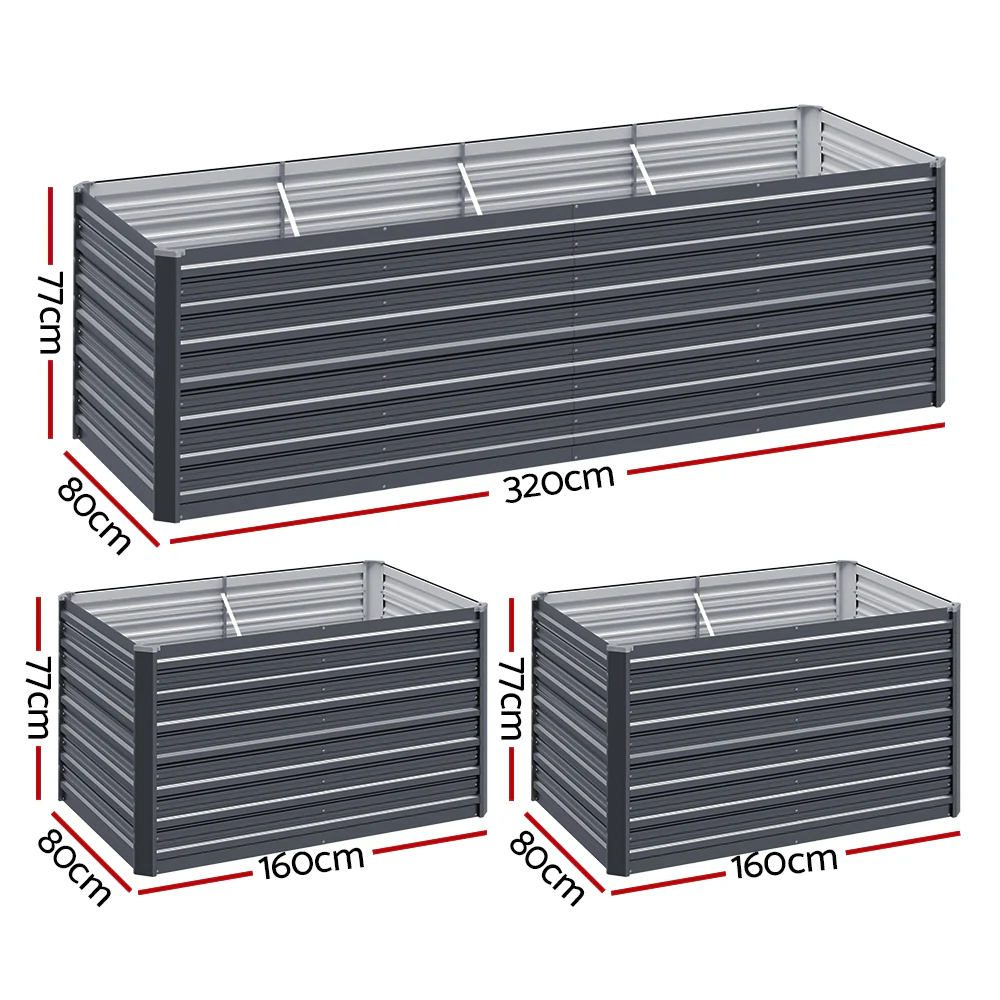 Green Fingers Garden Bed 320x80x77cm Planter Box Raised Container Galvanised Herb - Image 2