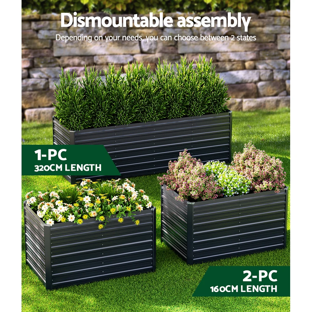 Green Fingers Garden Bed 320x80x77cm Planter Box Raised Container Galvanised Herb - Image 4