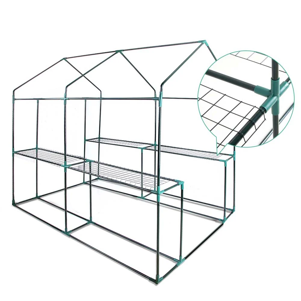 Green Fingers Greenhouse 1.2x1.9x1.9M Walk in Green House Tunnel Clear Garden Shed 4 Shelves - Image 3