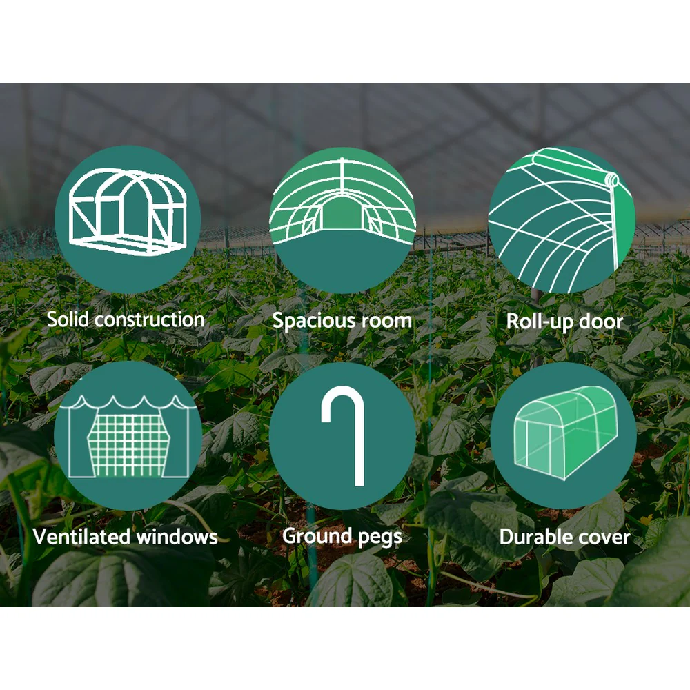 Green Fingers Greenhouse 6x3x2M Walk in Green House Tunnel Plant Garden Shed Dome - Image 6