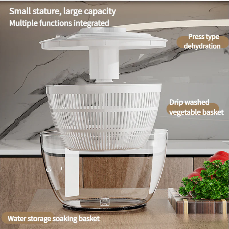 Green Manual Salad Spinner with Pressurized System - Efficient & Quick Vegetables Drying, Multiple Color Options - Image 3
