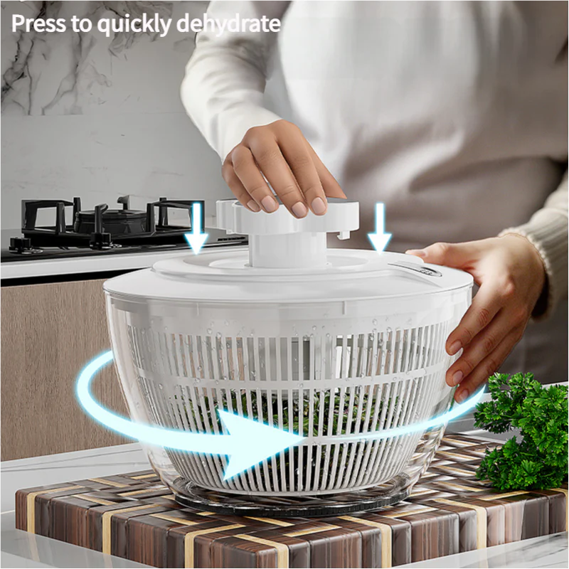 Green Manual Salad Spinner with Pressurized System - Efficient & Quick Vegetables Drying, Multiple Color Options - Image 4