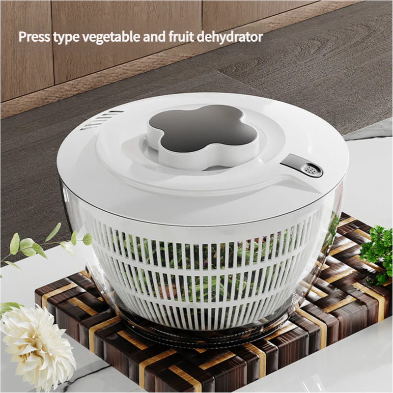 Green Manual Salad Spinner with Pressurized System - Efficient & Quick Vegetables Drying, Multiple Color Options - Image 5