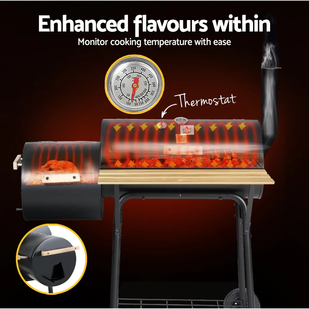 Grillz BBQ Grill 2-In-1 Offset Charcoal Smoker - Image 5