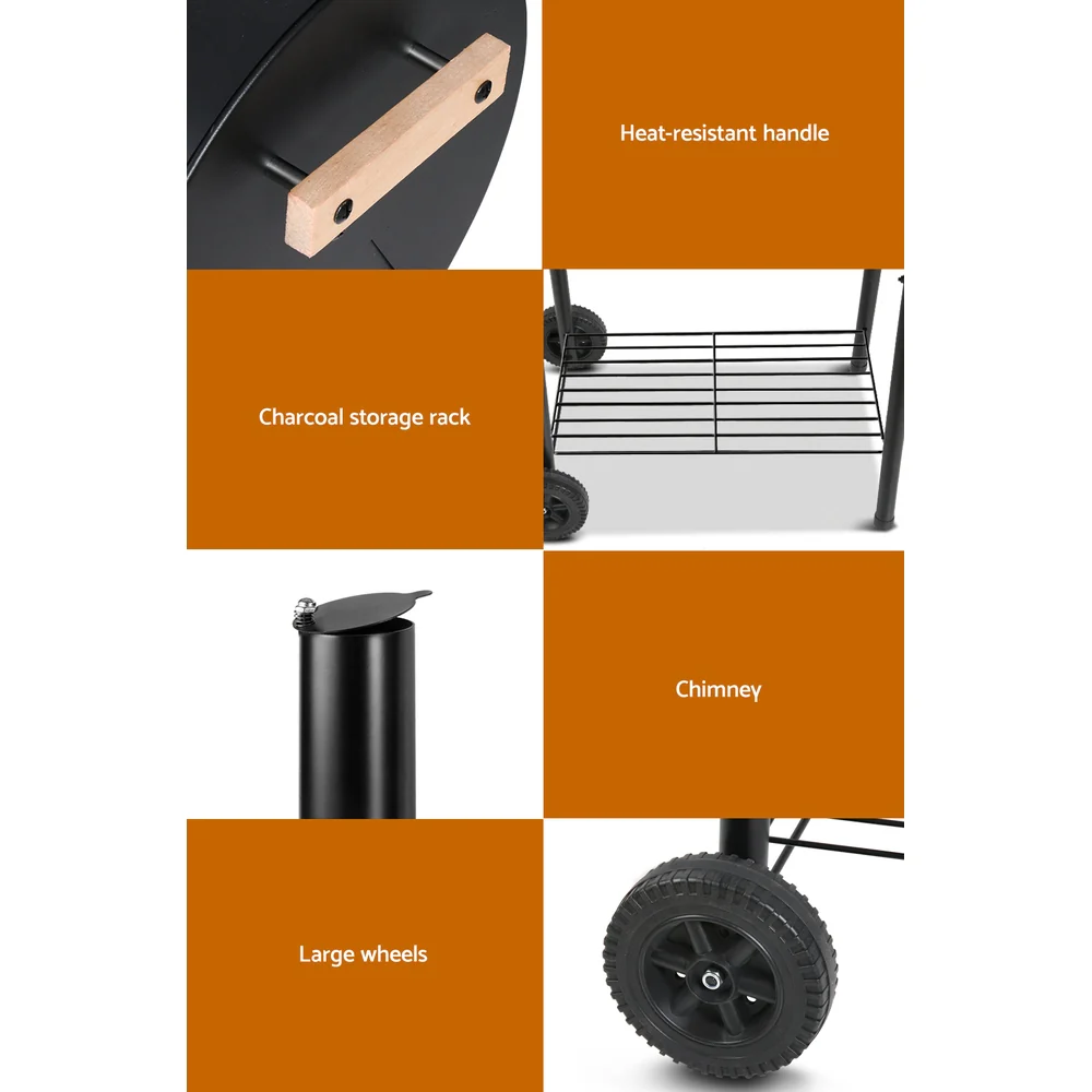 Grillz BBQ Grill 2-In-1 Offset Charcoal Smoker - Image 6