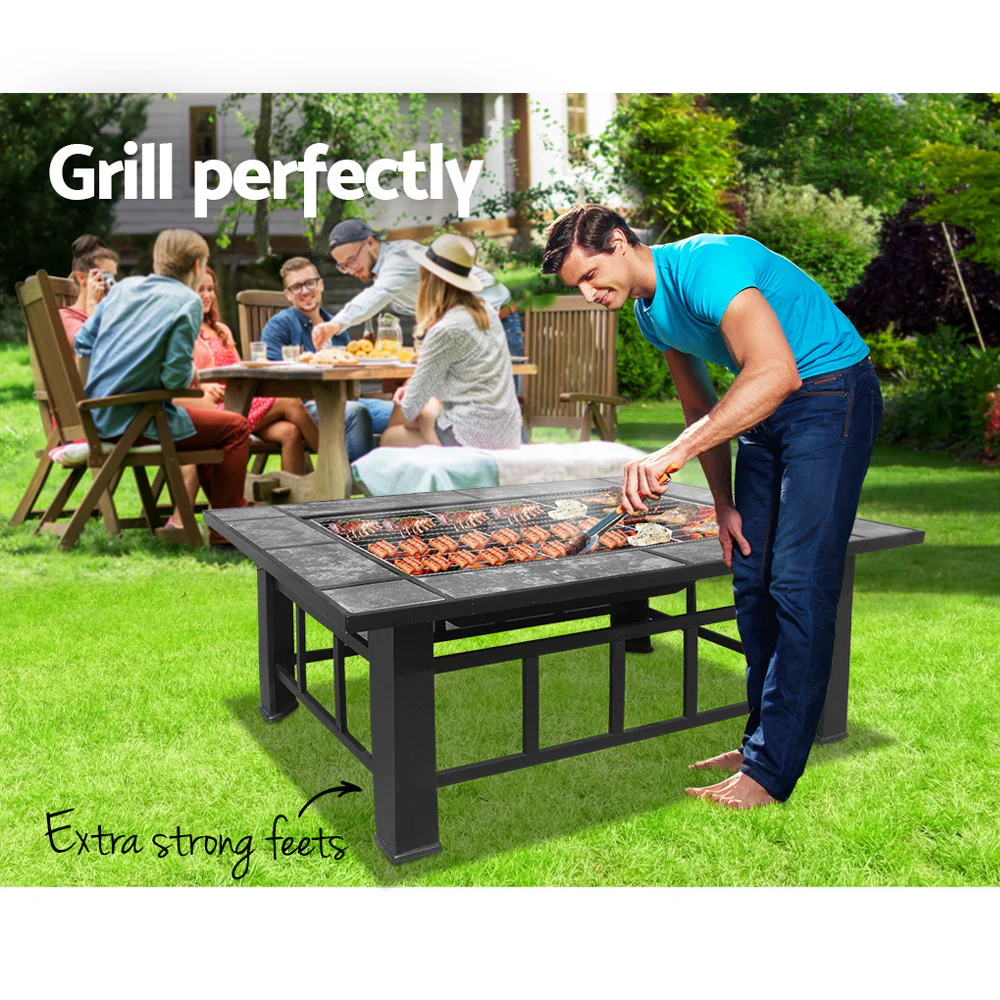 Grillz Fire Pit BBQ Grill Ice Bucket 3-In-1 Table - Image 5