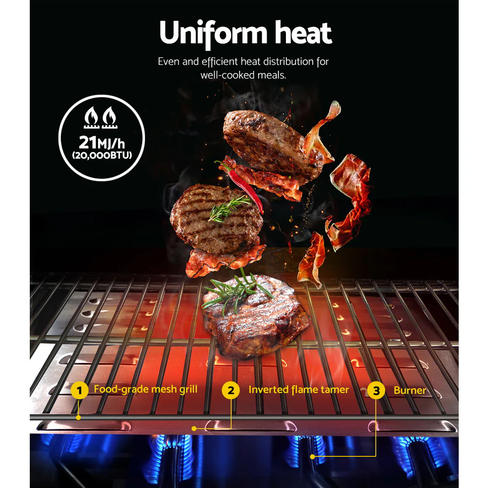 Grillz Portable Gas BBQ Grill 2 Burners - Image 4