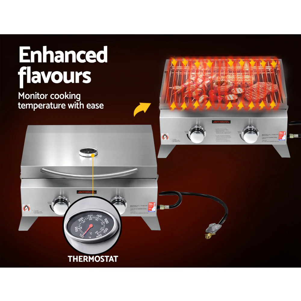 Grillz Portable Gas BBQ Grill 2 Burners with 2 Plates - Image 7