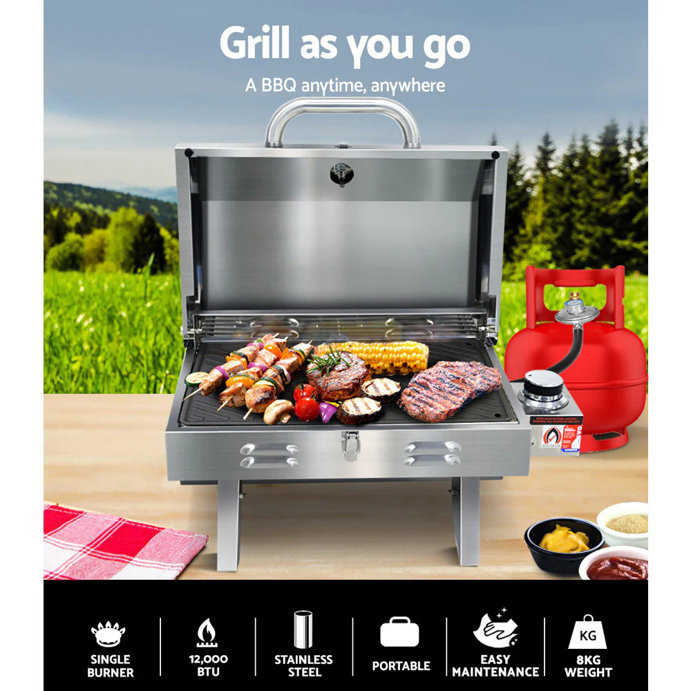Grillz Portable Gas BBQ Grill with Double Sided Plate - Image 3
