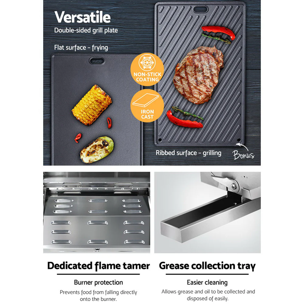 Grillz Portable Gas BBQ Grill with Double Sided Plate - Image 6