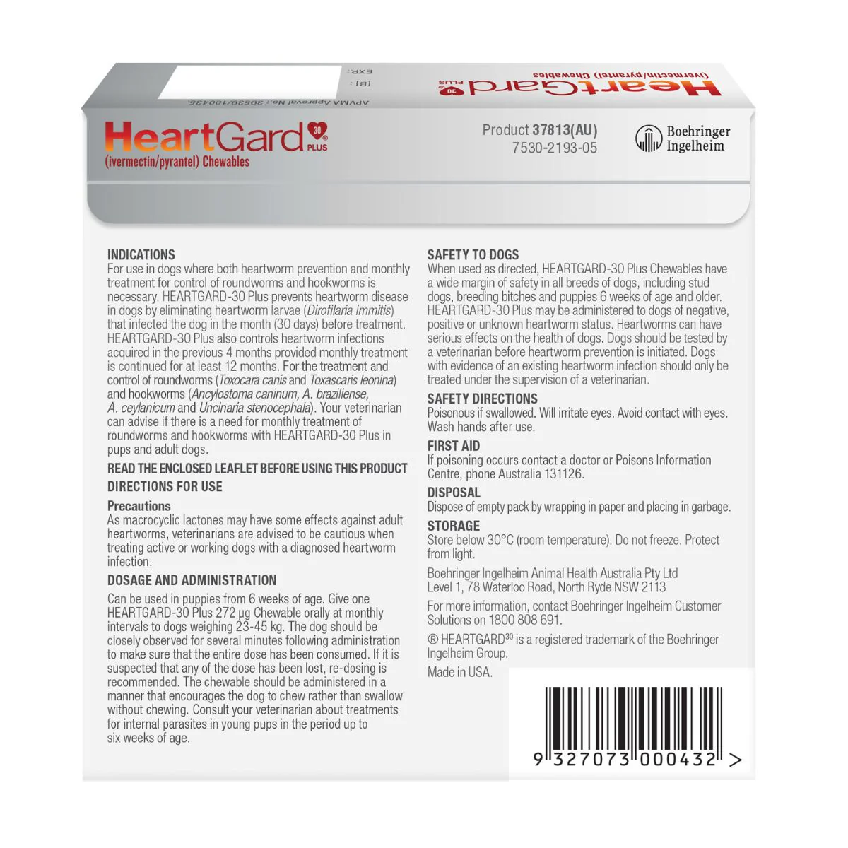 Heartgard 30 Plus Dog 23-45kg Brown 6pk
