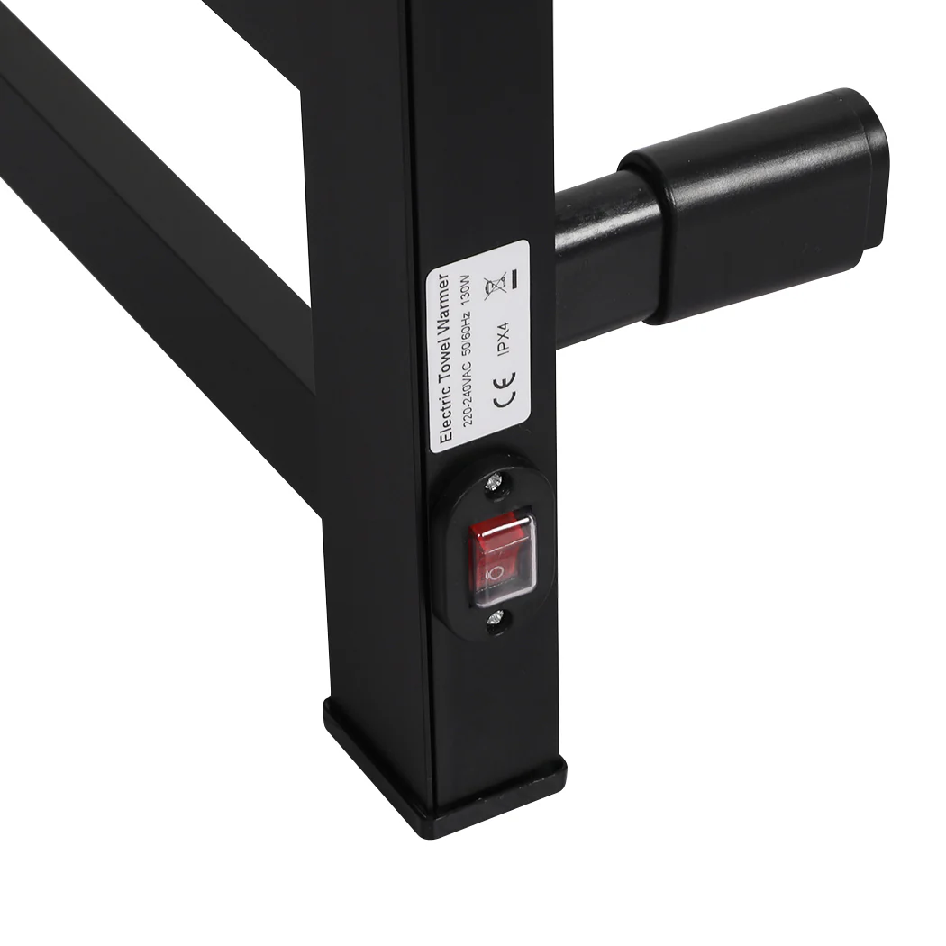 Heated Towel Rail Warmer Rack Wall Mounted Black - Image 3
