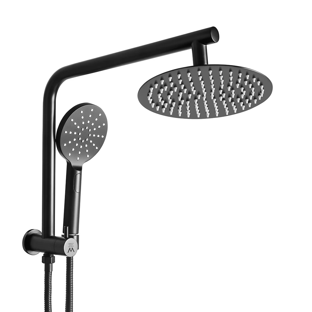 High Pressure Shower Head Set Rain Round Black - Image 8