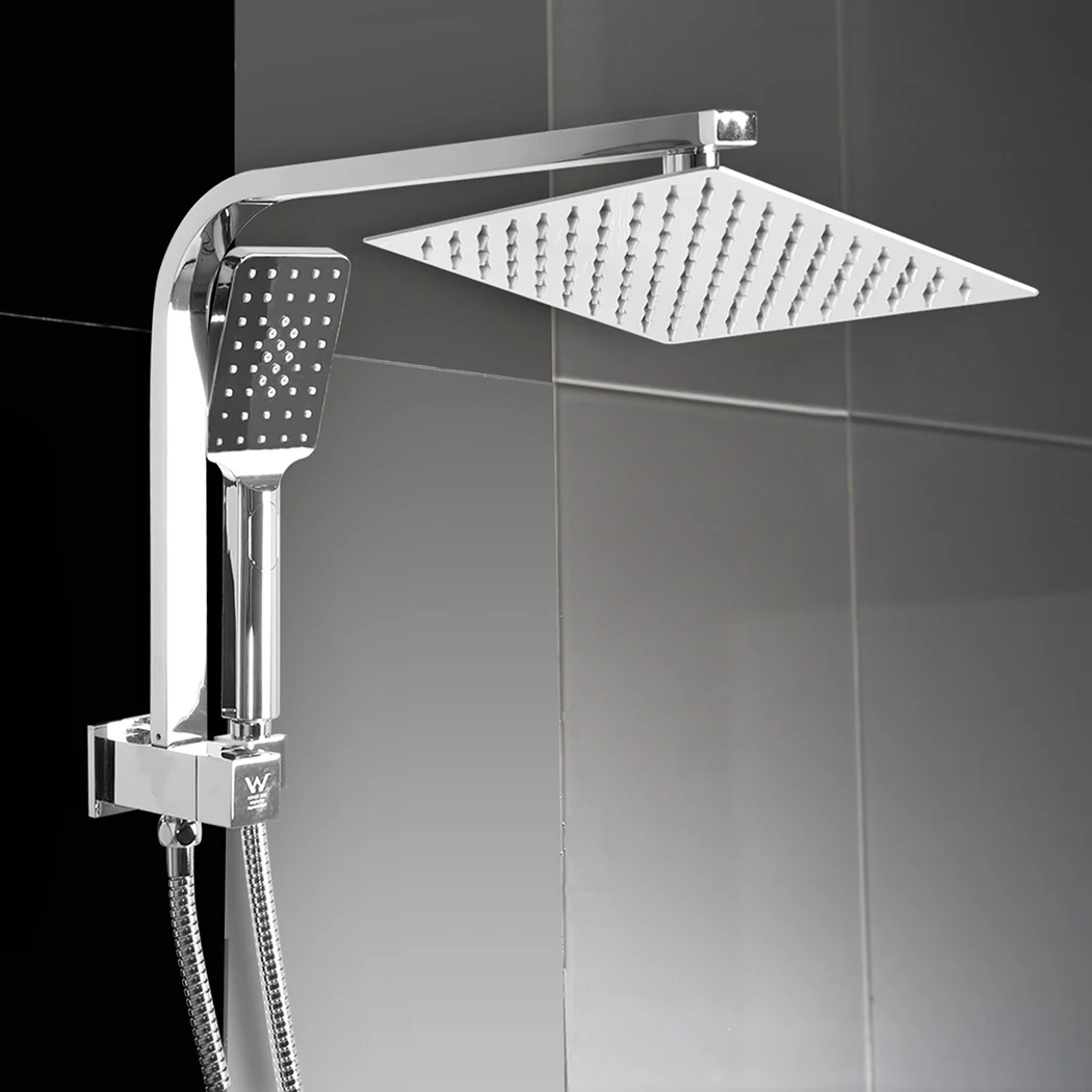 High Pressure Shower Head Set Rain Square Silver - Image 7