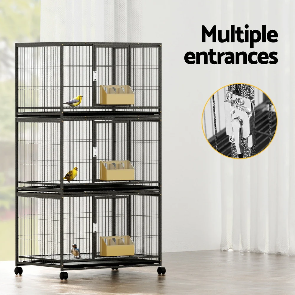 i.Pet Bird Cage Large Bird Cages Aviary Budgie Perch Cage Parrot Pet Stand Wheels - Image 4