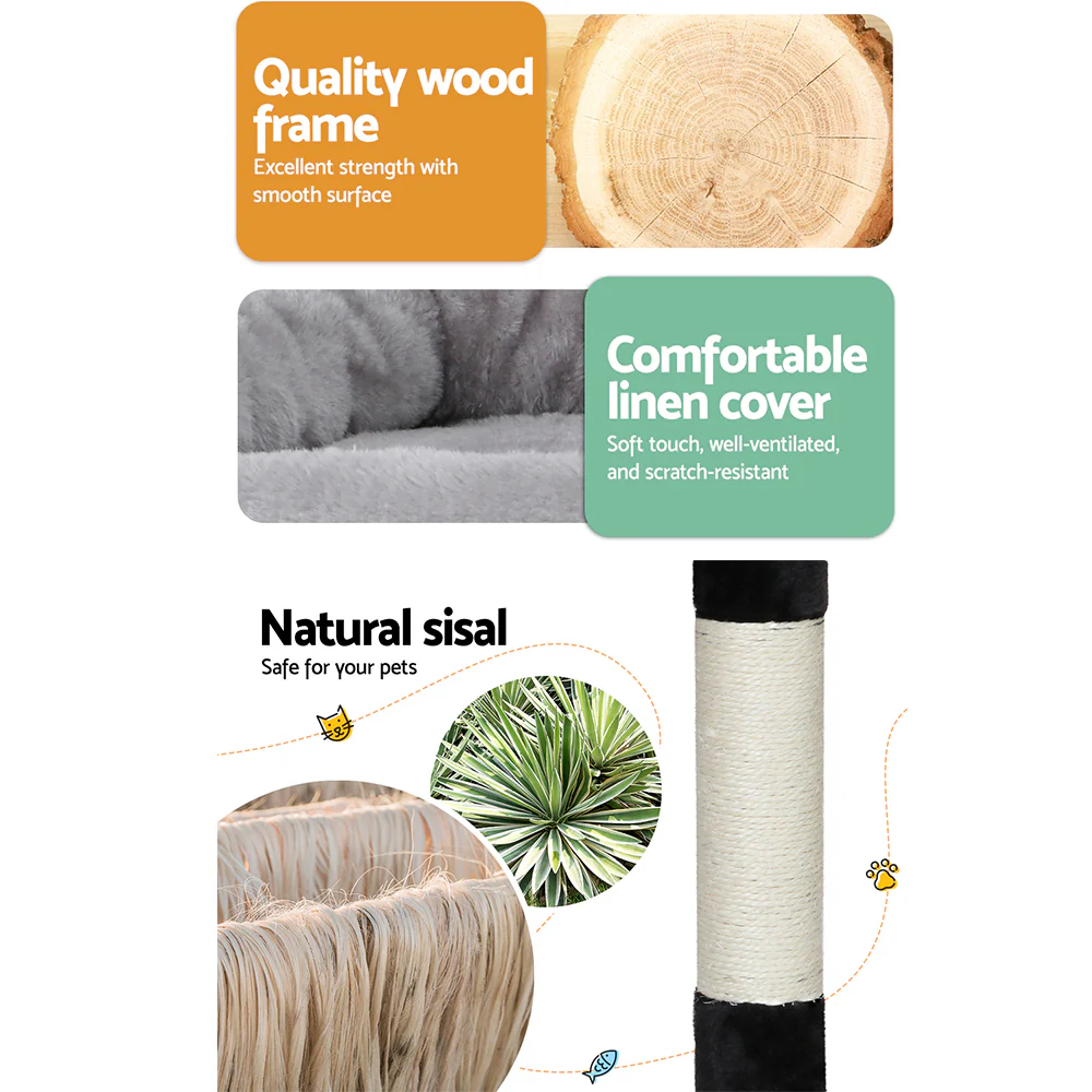 i.Pet Cat Tree 161cm Tower Scratching Post Scratcher Wood Condo House Play Bed - Image 5