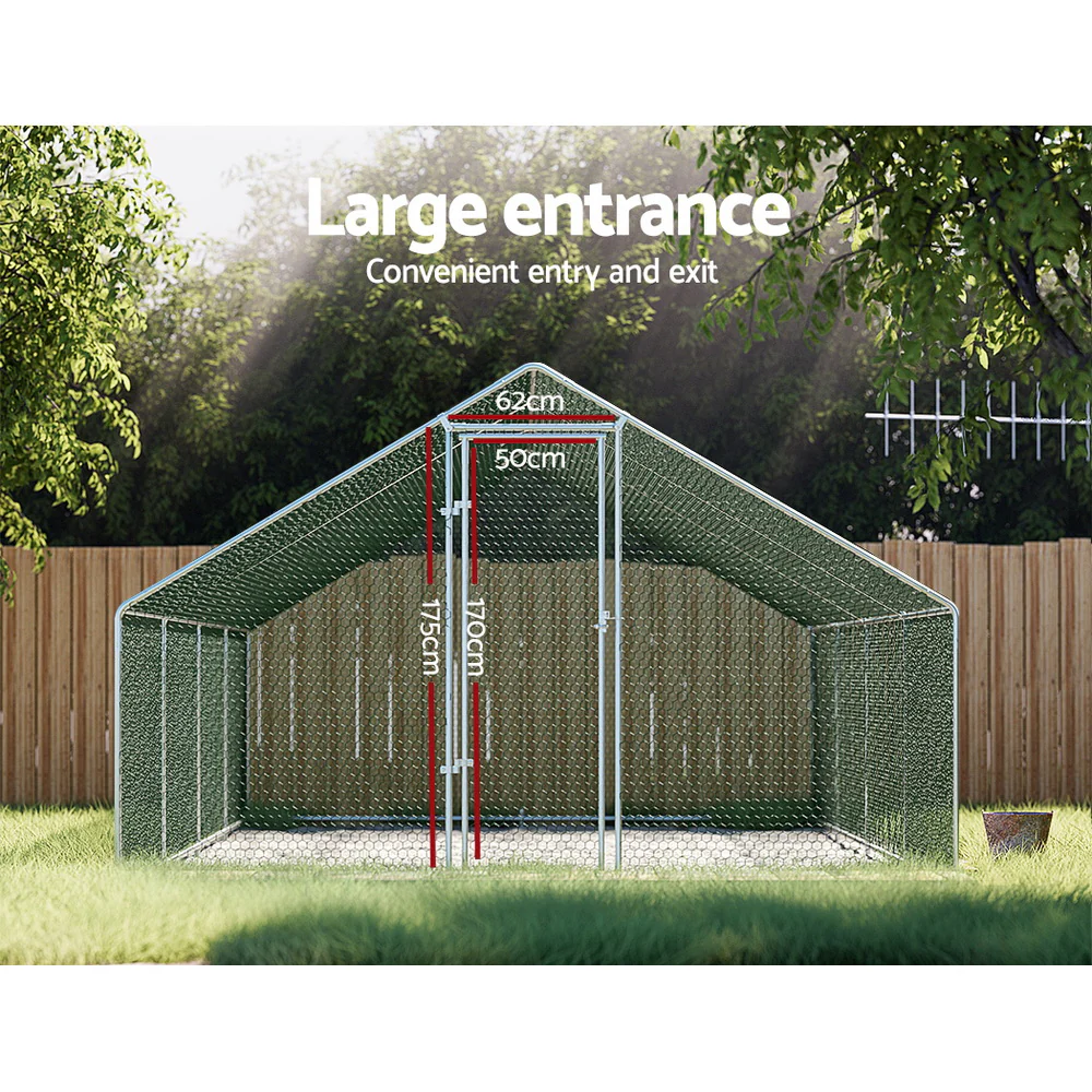 i.Pet Chicken Coop Cage 3x8x2m Galvanised Steel - Image 5