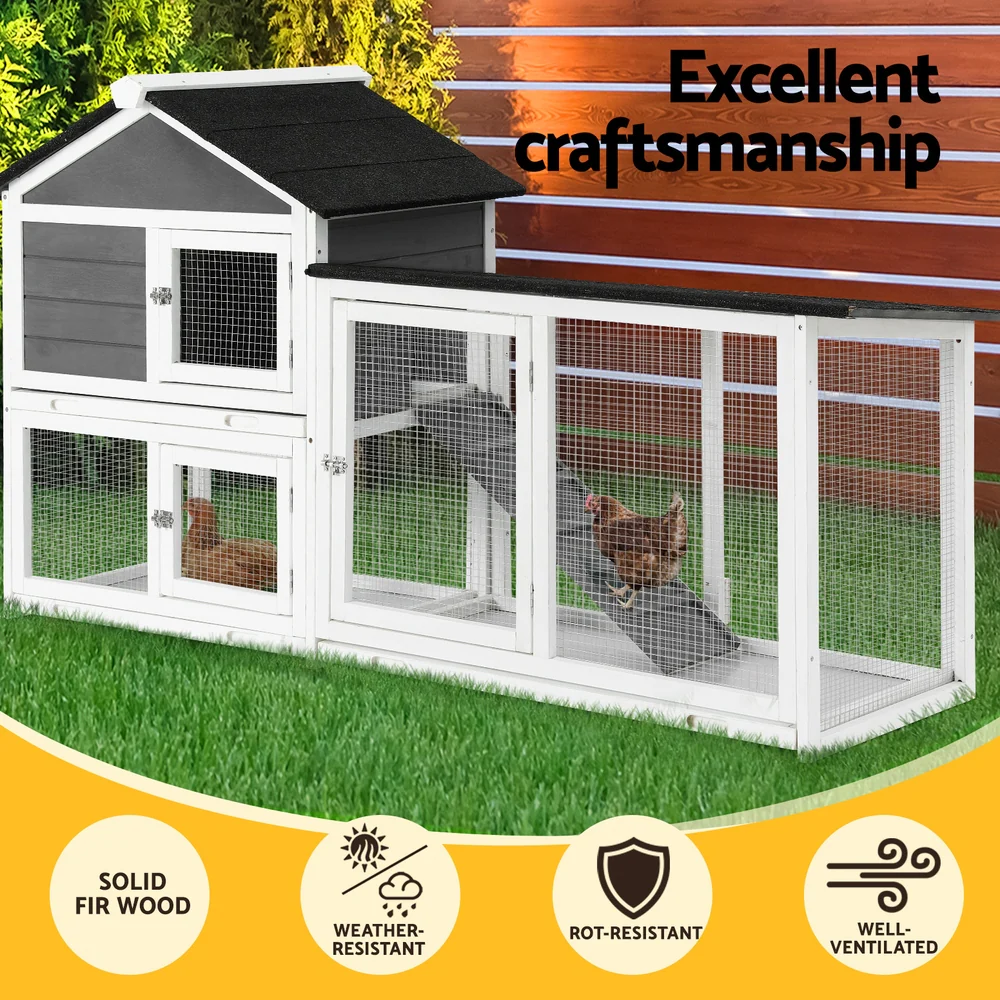 i.Pet Chicken Coop Rabbit Hutch Extra Large Wooden Run Cage House With Run Cage - Image 4