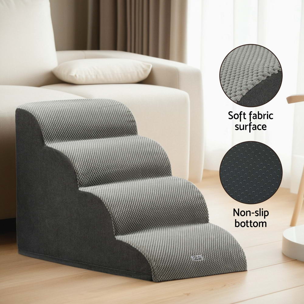 i.Pet Dog Ramp Steps Foam 4 Tier Pet Stairs For Bed Sofa Car Portable Indoor - Image 5