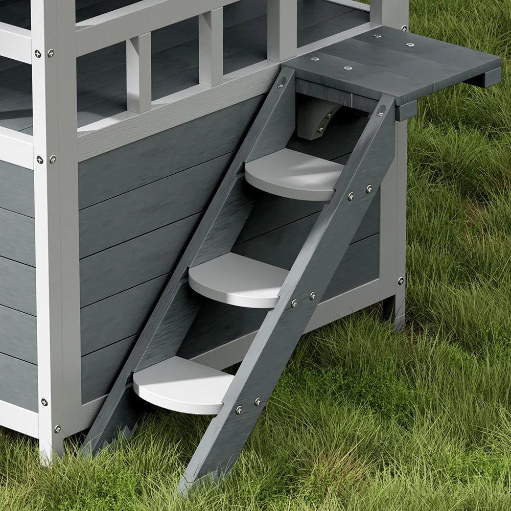 i.Pet Outdoor Cat House Shelter 72cm x 72cm x 127cm Rabbit Hutch Wooden Condo Small Outdoor Cat House - Image 4
