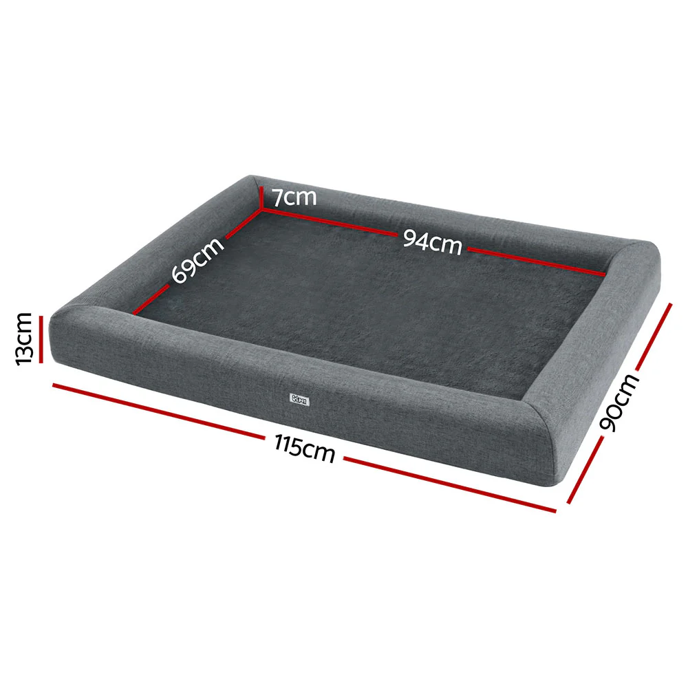i.Pet Pet Bed Dog Cat Extra Large Calming Soft Sofa Cushion Egg Crate Washable Grey - Image 2