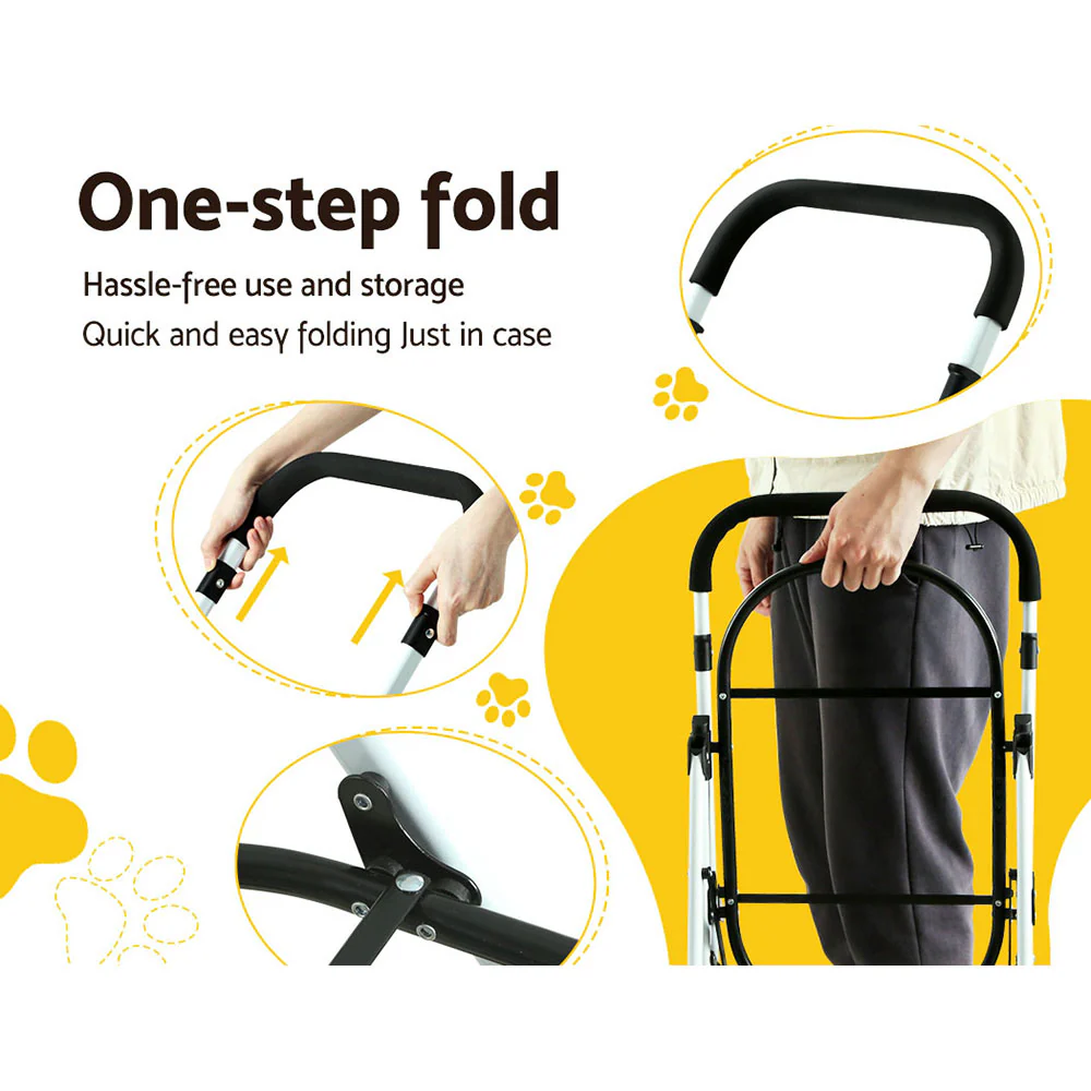 i.Pet Pet Stroller Dog Pram Large Cat Carrier Travel Foldable 4 Wheels Double - Image 7
