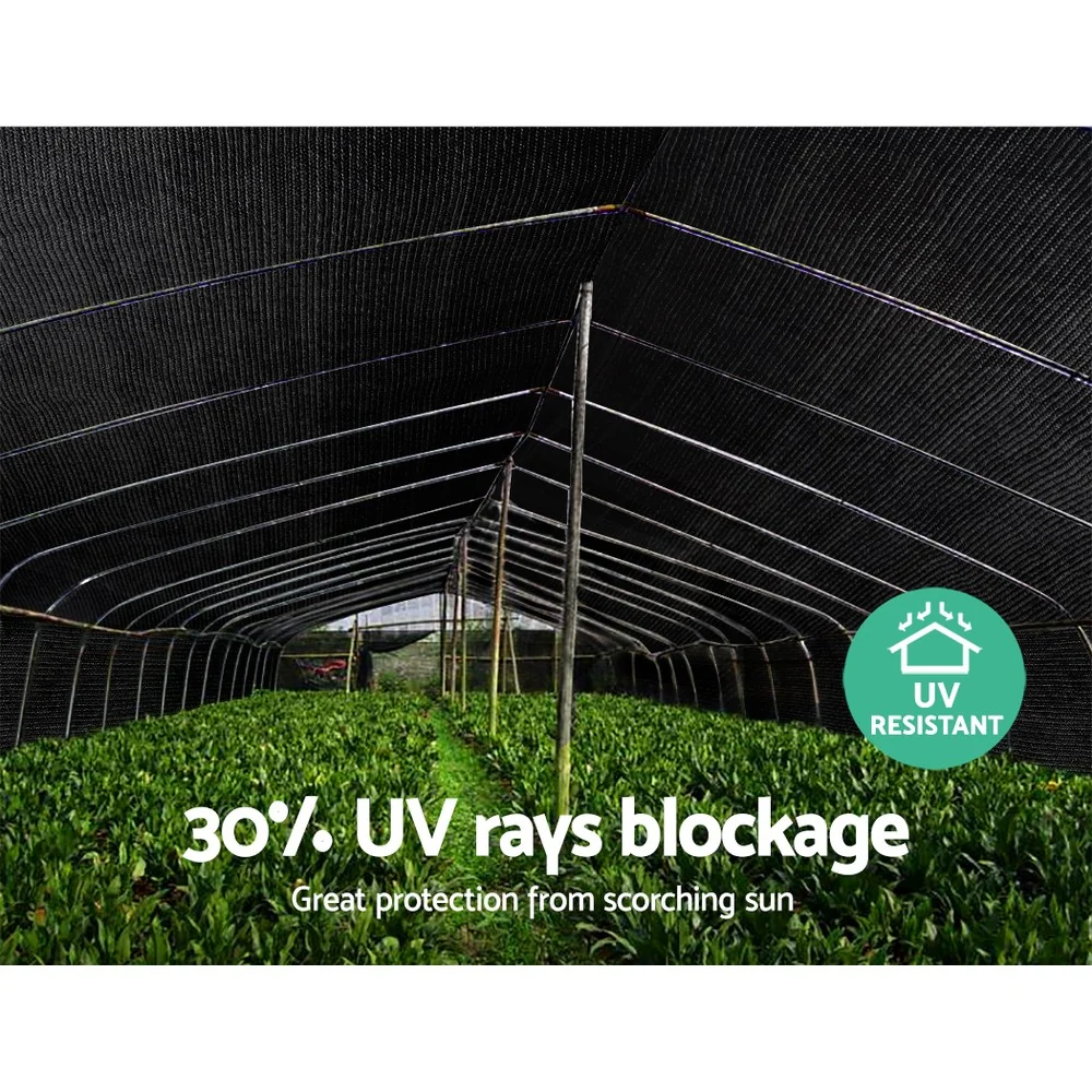 Instahut 30% Shade Cloth 3.66x30m Shadecloth Wide Heavy Duty Black - Image 6
