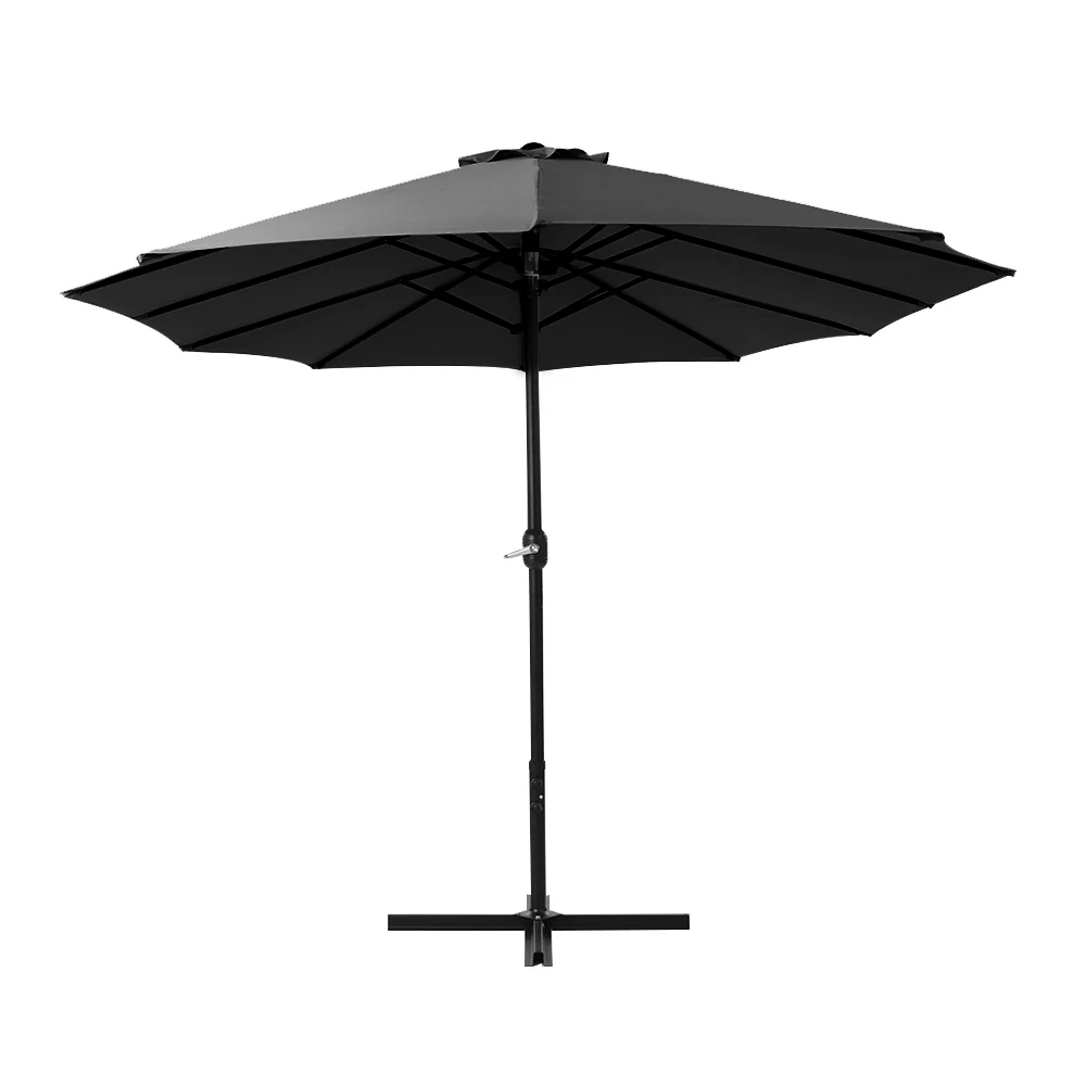 Instahut 4.57m Outdoor Umbrella Beach Pole Garden Tilt Black - Image 4