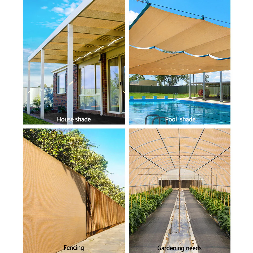 Instahut 70% Shade Cloth 1.83x20m Shadecloth Sail Heavy Duty Beige - Image 4