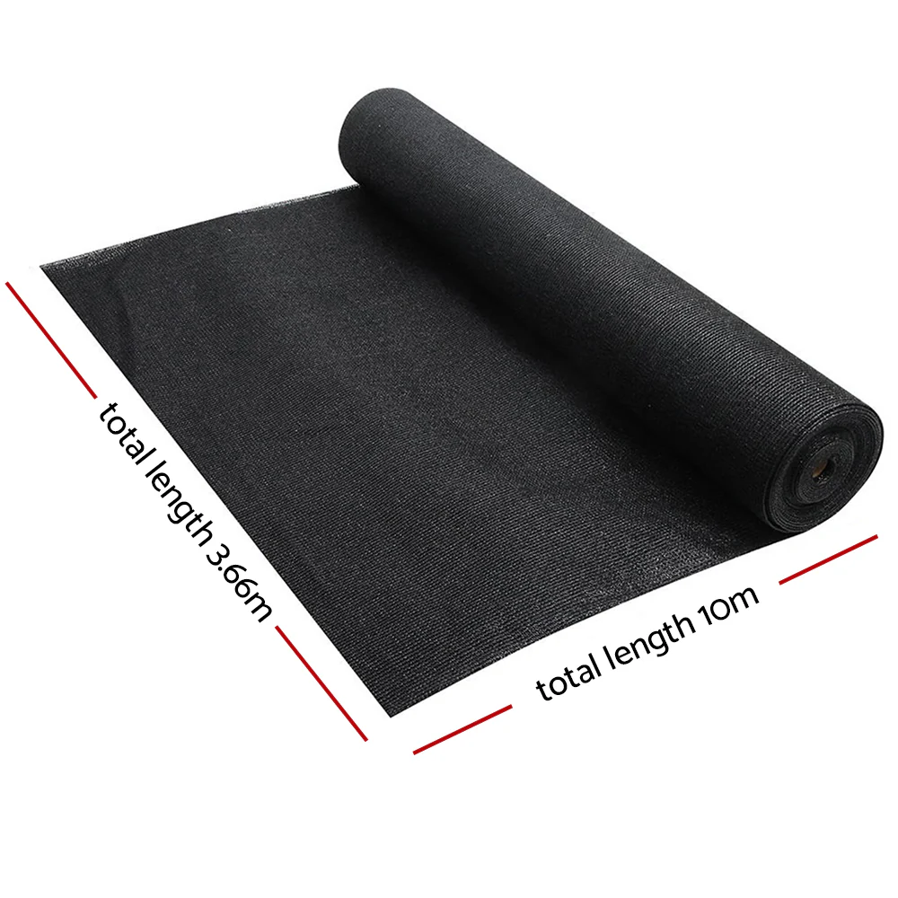Instahut 90% Shade Cloth 3.66x10m Shadecloth Sail Heavy Duty Black - Image 2