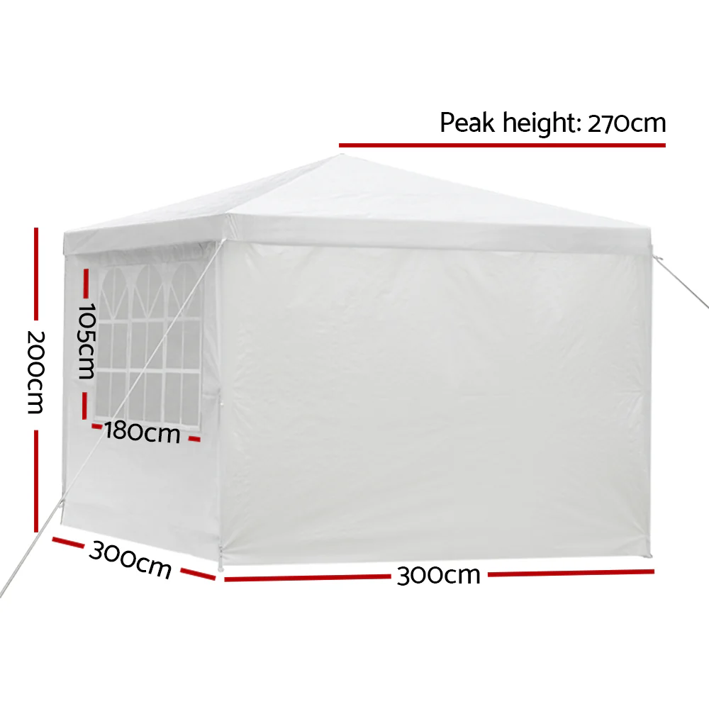 Instahut Gazebo 3x3m Marquee Wedding Party Tent Outdoor Camping Side Wall Canopy Window Panel White - Image 2