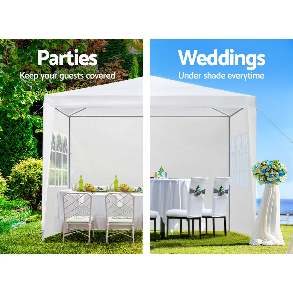Instahut Gazebo 3x3m Marquee Wedding Party Tent Outdoor Camping Side Wall Canopy Window Panel White - Image 4